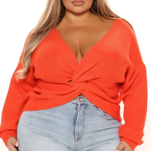 Bright orange sweater- chic, versatile, lightweight - Picture 1 of 7